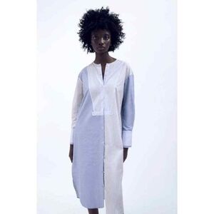 Zara Blue and White Lightweight Shirtdress